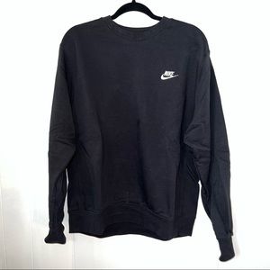 Nike Unisex Black Sweatshirt with White Embroidered Swoosh, Size M